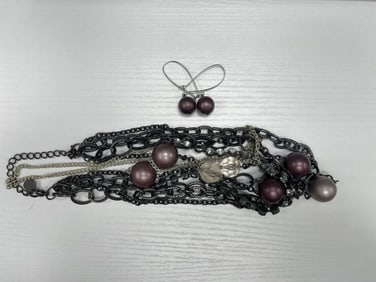 Statement Necklace and Earring Set with Oversized Beads