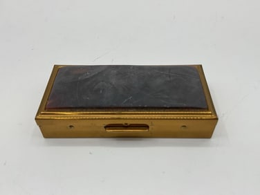 Vintage Flair Fifth Ave Brass and Stone-Top Trinket or Pill Box