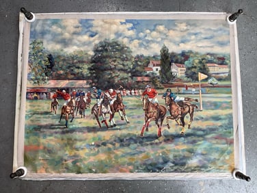 Polo Match by Jim Robinson Oil on Canvas