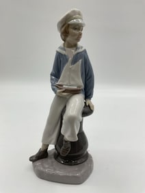 Lladro Boy Sailor with Boat Figurine