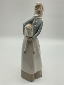Lladro Woman with Lamb Figurine