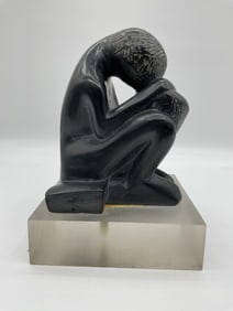 Seated Abstract Figure Sculpture on Lucite Base - 1977 Artist Unknown