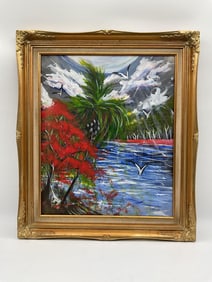 Tropical River Scene by D. Tynes Gibson(American, b.1985) Oil on Canvas
