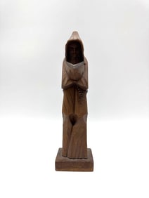 Carved Wooden Monk Reading