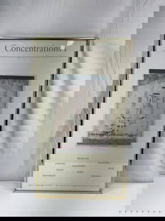 Concentrations I (Exhibition Poster) Nine Modern Masters: Description: A framed exhibition poster for Concentrations I: New Artistic Visions from The Guggenheim Museum and The Whitney Museum of American Art, featuring a central black-and-white abstract artwo