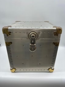 Vintage Aluminum Trunk with Brass Hardware