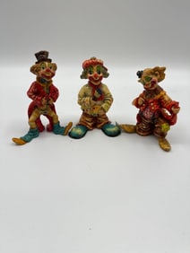 Set of Three Vintage Alvareze Hand-Painted Clown Figurines
