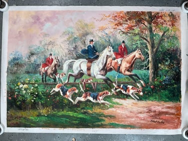 Fox Hunt Riders by Robert Balin Oil on Canvas