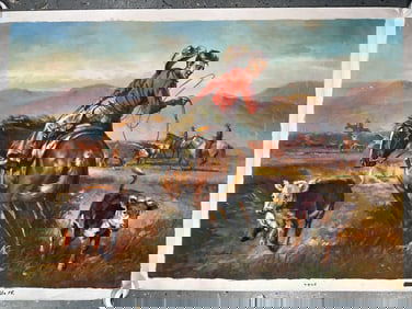 Western Roundup by L. Montiel Oil on Canvas