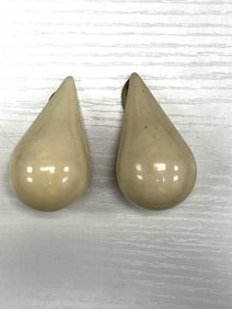 Vintage Cream Lucite Teardrop Clip-On Earrings