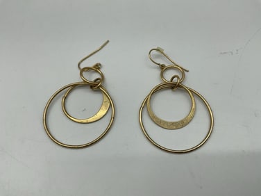 Retro Brass Double Hoop Dangle Earrings