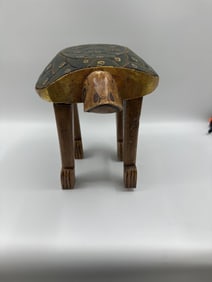 Hand-Carved and Painted Wooden Turtle