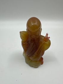 Carved Agate-Style Chinese Scholar Figurine