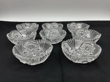 Set of 8 American Brilliant-style Cut Glass Dessert Bowls