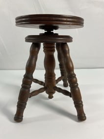 Antique Wooden Adjustable Piano or Drafting Stool