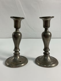 Antique Pewter Candlestick Holders (Pair) - Royal Holland - Daalderop