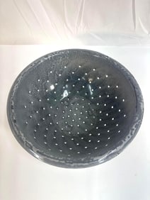 Antique Granite Ware Colander, grey.