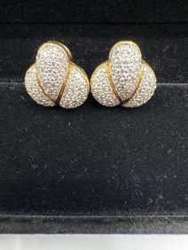 14kt Gold Diamond Pave Clip-On Earrings