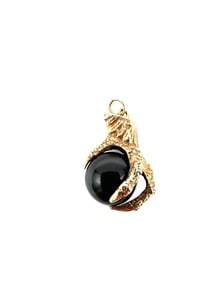 Gold Eagle Claw Pendant Holding Black Onyx Orb