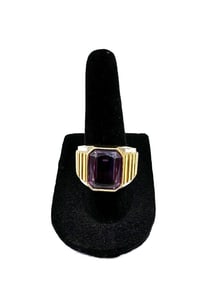 18kt Two-Tone Gold Ring with Emerald-Cut Amethyst
