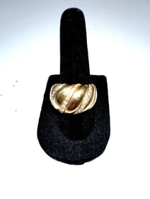 18kt Gold Domed Ring with Diamond Accents
