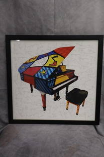 Romero Britto (Brazilian, born 1963) "Art that is music for my eyes" limited ed Giclee: "Art that is music for my eyes" by Brazilian/American artist Romero Britto, giclee on paper limited edition numbered 49/500. Includes Coa on the back. Dimensions: H:19in L:20in