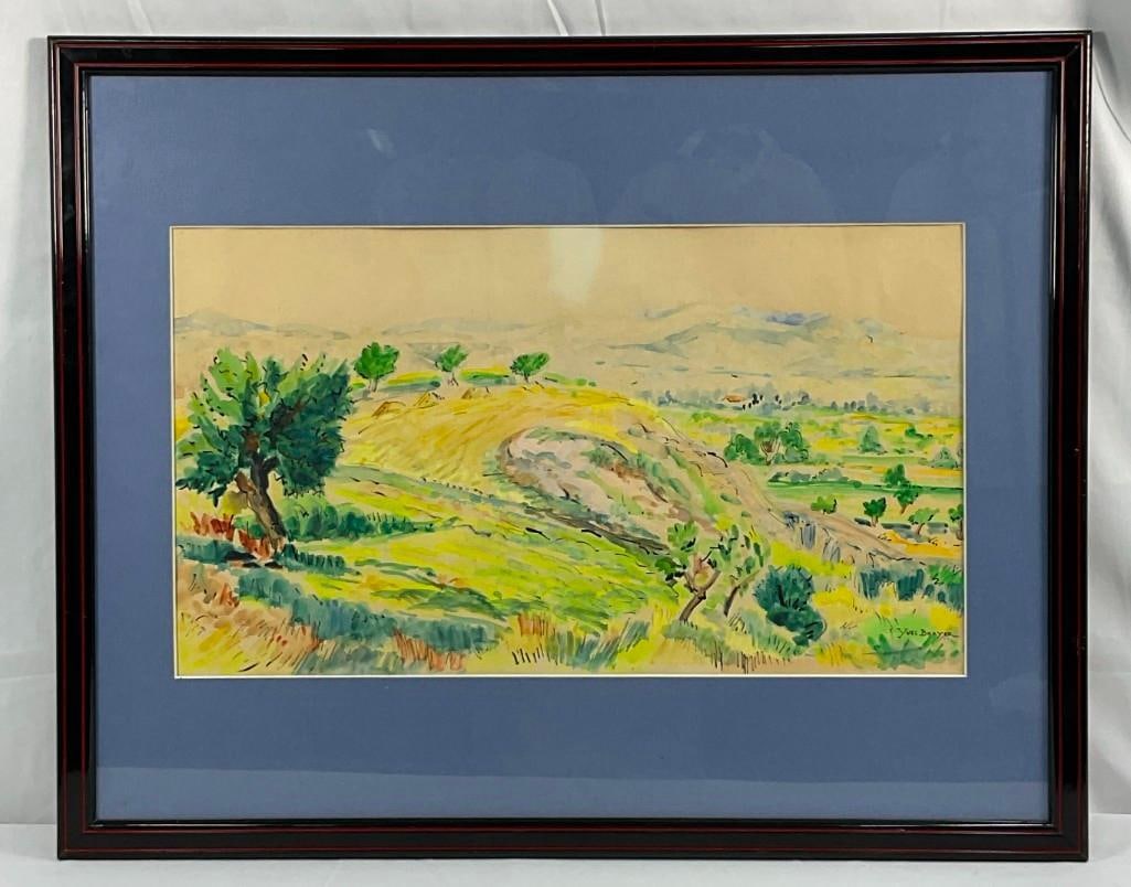 Yves Brayer(France, B.1907-1990) Watercolor: Watercolor landscape painting by Yves Brayer. Dimensions: H:21in L:26in approximately