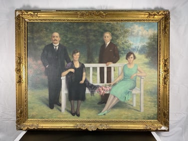 Family Portrait by Emile Bulcke - Early 20th Century Oil Painting