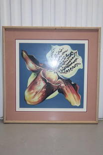 "Orchid" by Lowell Nesbitt (American,B. 1933-1993): This captivating lithograph titled "Orchid" by American artist Lowell Nesbitt showcases the artist's fascination with botanical forms, rendered in vivid detail and vibrant hues. Known for