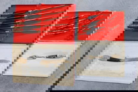 Siam (Brass) - Black Handle Sitting Buddha Fork & Knife Set: Matching fork & knife set, 5 of each