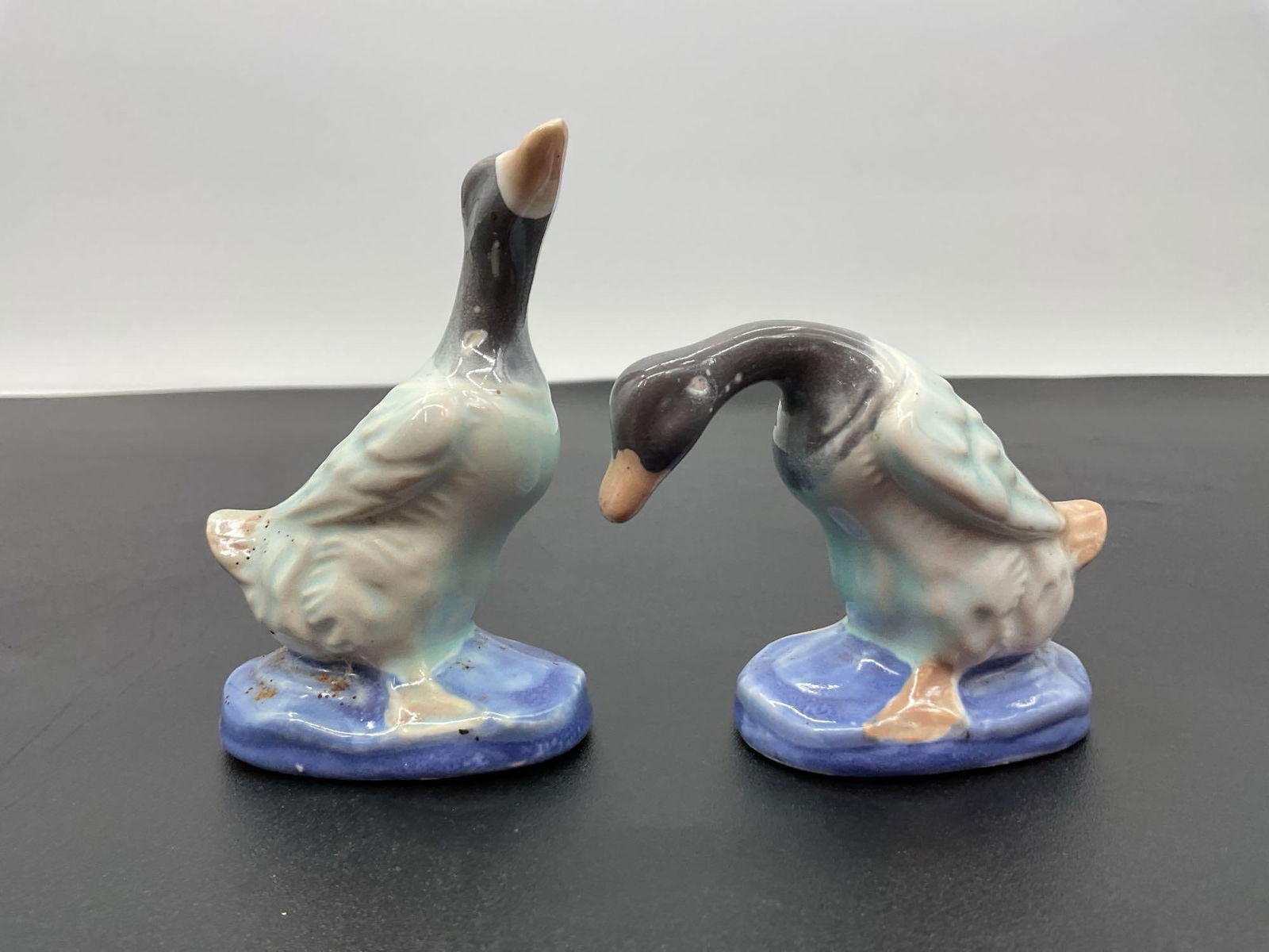 Vintage Blue and White Porcelain Goose Figurines (1 of 3)