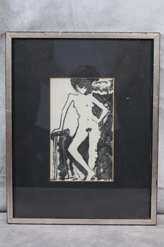 Framed Nude Charcoal drawing: Framed charcoal drawing on paper of a nude woman. Dimensions: H:14in L:12in