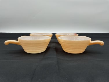 Set of Four Vintage Fire-King Peach Lustre Glass Cups