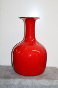 Murano Style Red Art Glass Vase