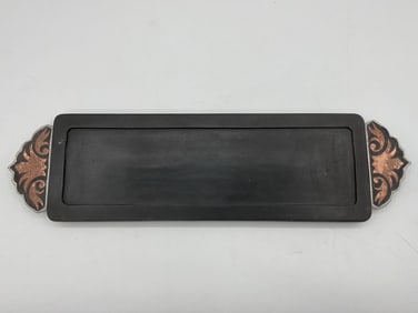 Gorham Black Lacquer Pen Tray with Inlaid Ends