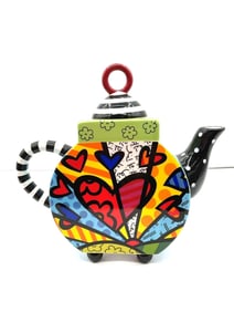 Romero Britto Heartburst Round Ceramic Teapot
