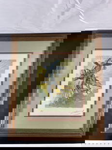 HAND SIGNED  Purgatory Canto 8 by Salvador Dali: Purgatory Canto 8 from the divine comedy series by Salvador Dali (Spain, 1904-1989), this is a hand signed in colored pencil limited edition artist proof. Medium: Woodblock print  Dimensions: H:21in L