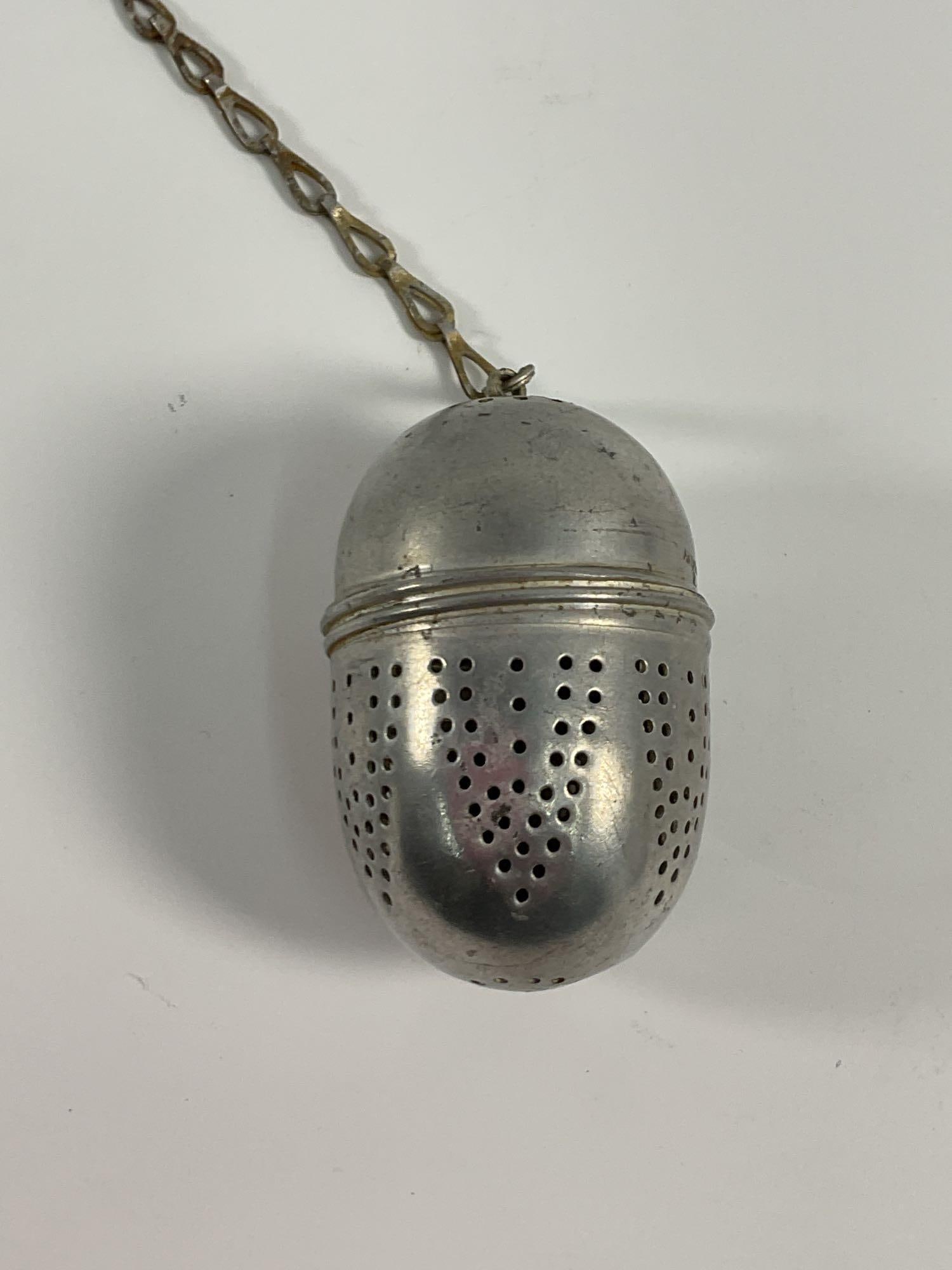Vintage Metal Tea Infuser with Chain and Hook (1 of 2)