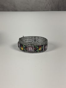White Bangle with Semi-Precious Stones