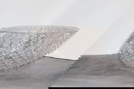 Beautiful Glass Serving Platter: Clear, cut-glass platter with a diamond pattern. The intricate design suggests it may be crystal or high quality glass