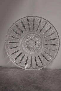 Beautiful Glass Punchbowl - Starburst: Clear, cut-glass punch bowl with a diamond pattern. The intricate design suggests it may be crystal or high quality glass