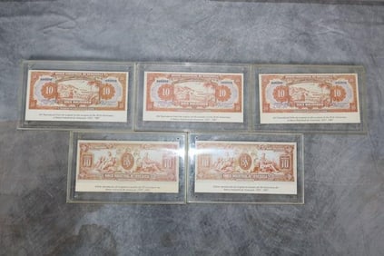 Set of 5 Framed 10 Bolivares