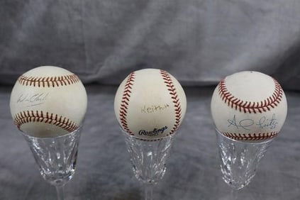 Set of 3 Signed Baseballs by Will Clark and Keith Hernandez