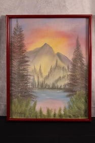 Decorative Landscape Oil Painting signed Andrea