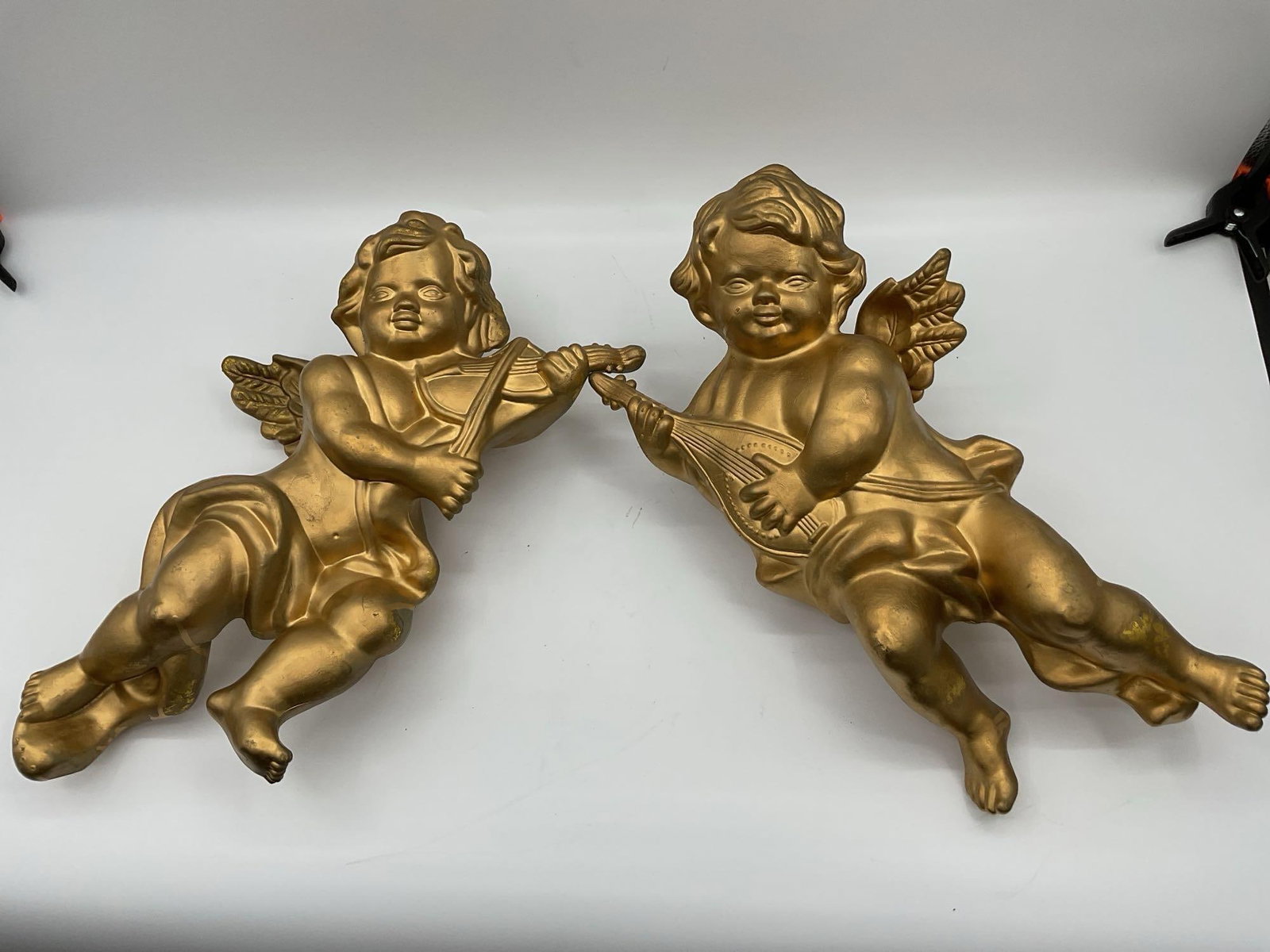 Pair of Gilded Baroque-Style Cherub Wall Plaques (1 of 5)