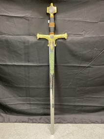 Decorative Medieval-Style Sword with Etched Blade