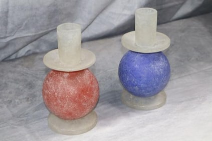 Gorgeous Pair of Murano Candlestick Holders