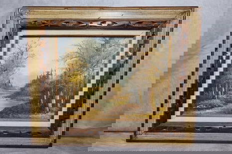 "River" by Antonio: Majestic yet simple, capturing nature in its most beautiful form. Shadows in this painting beatifully contrast with illusion of where the sun is hitting. H29in L42in