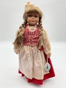 Vintage Schneider Porcelain Doll in Traditional European Folk Outfit