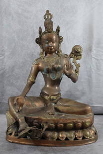 "Tara" Hindu Bronze Statue: Bronze Indian "Tara" Goddess of fertility statue statue. Dimensions: H:16in L:10in W:7in